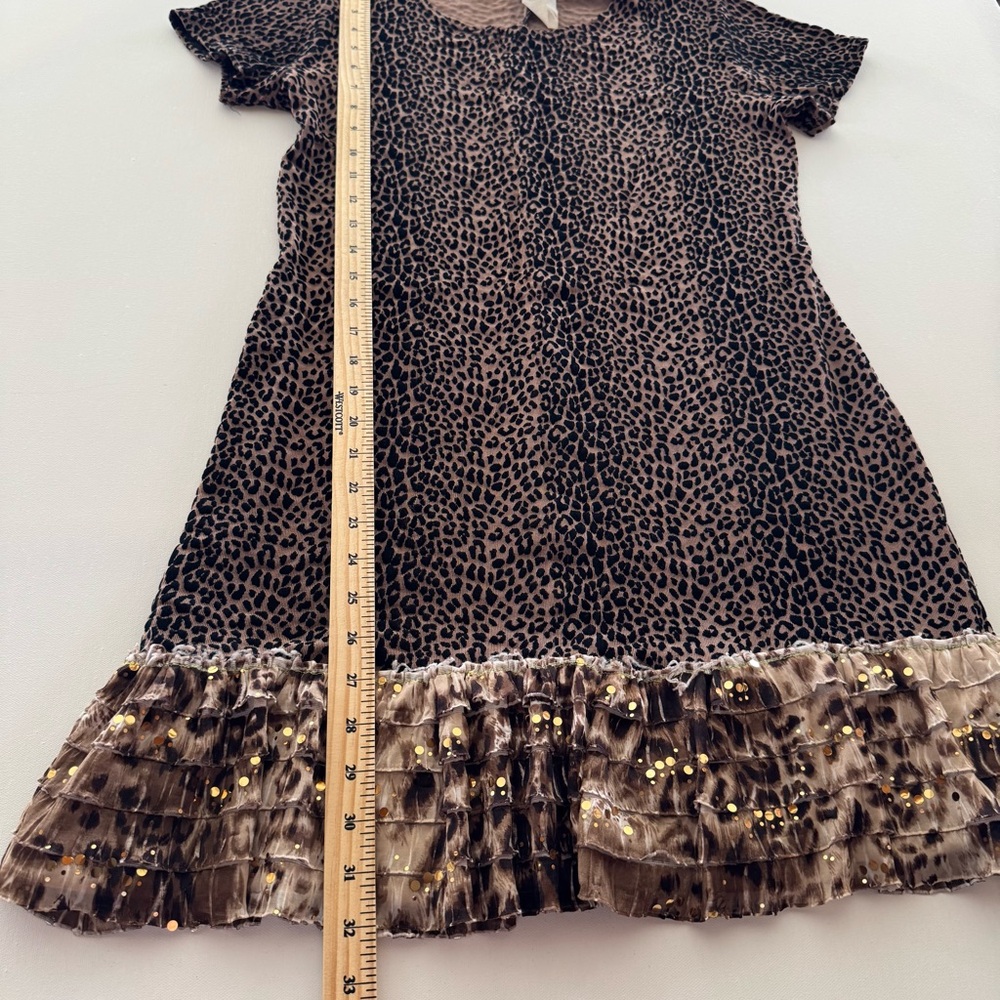 Rabbit Rabbit Rabbit Leopard Print Ruffle Hem Dress Short Sleeve Women’s 12 - Picture 8 of 8